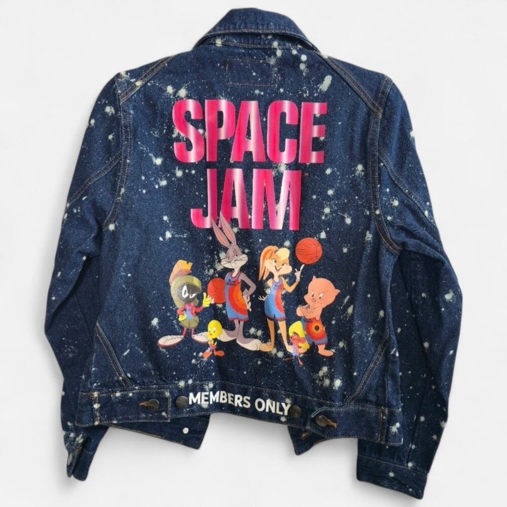 Members Only NWT Retro Inspired 90s Space Jam Button Up Denim Jacket